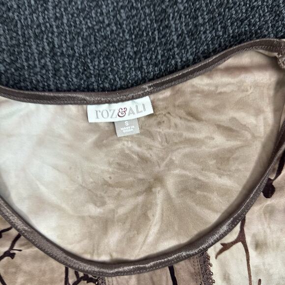 Roz & Ali Sleeveless Brown Floral Corset-Style Top Size Small Fairy Grunge Y2K - Picture 3 of 6